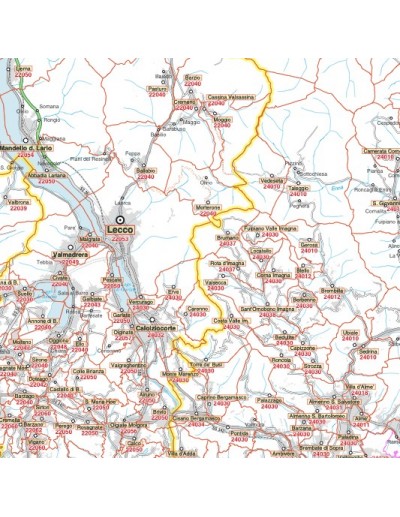 Carta stradale con CAP della provincia di Lecco...
