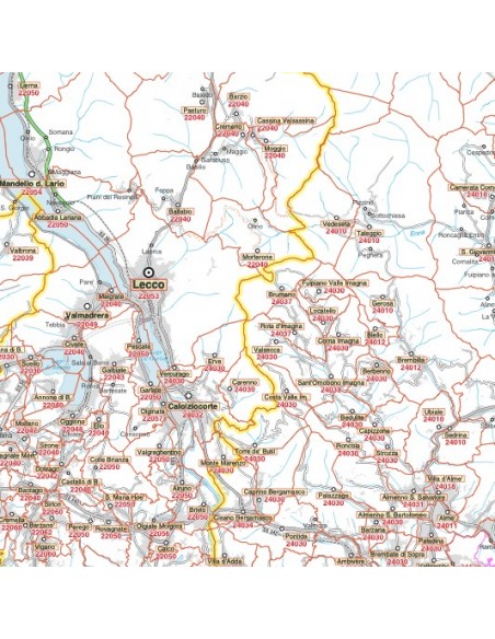 Carta stradale con CAP della provincia di Lecco jpg