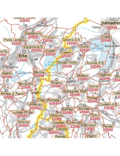 Carta stradale con CAP della provincia di Lecco...