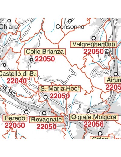 Carta stradale con CAP della provincia di Lecco...