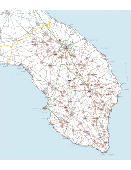 Carta stradale con CAP della provincia di Lecce jpg
