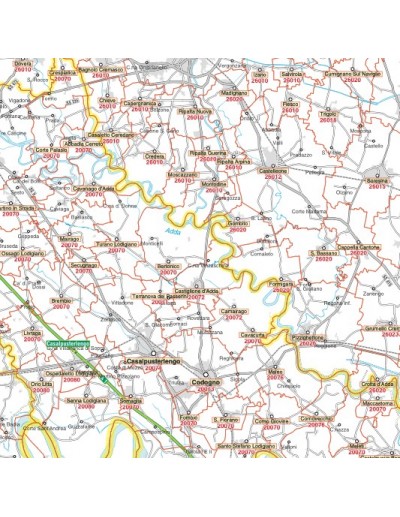 Carta stradale con CAP della provincia di Lodi jpg