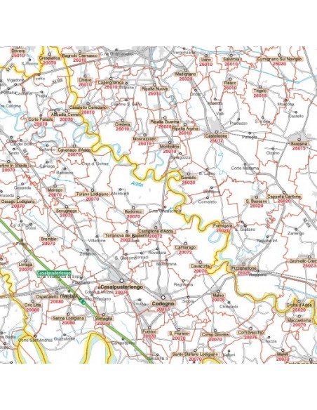 Carta stradale con CAP della provincia di Lodi jpg