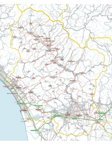 Carta stradale con CAP della provincia di Lucca jpg