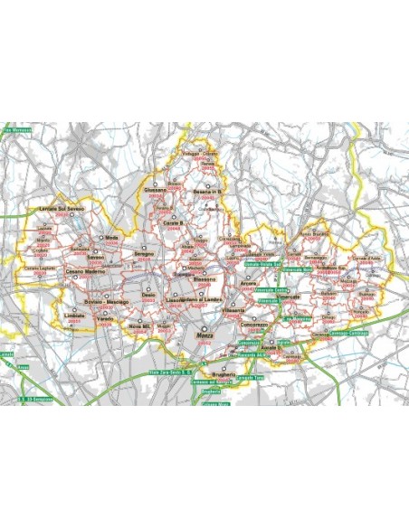 Carta stradale con CAP della provincia di Monza e Brianza jpg
