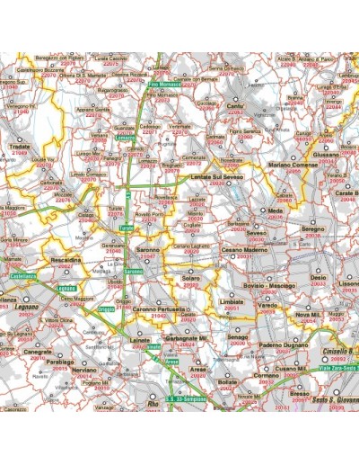 Carta stradale con CAP della provincia di Monza...