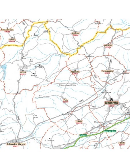 Carta stradale con CAP della provincia di Macerata jpg