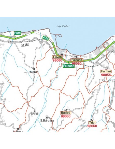Carta stradale con CAP della provincia di Messina jpg
