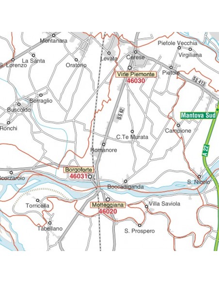 Carta stradale con CAP della provincia di Mantova jpg