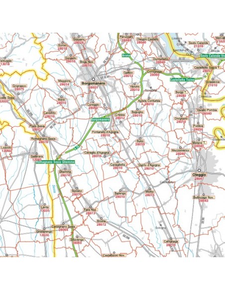 Carta stradale con CAP della provincia di Novara jpg