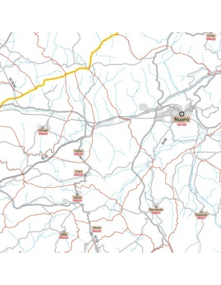 Carta stradale con CAP della provincia di Nuoro jpg