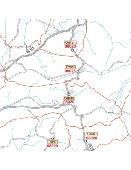 Carta stradale con CAP della provincia di Nuoro jpg