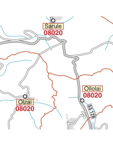 Carta stradale con CAP della provincia di Nuoro jpg