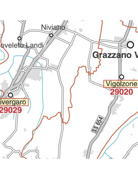 Carta stradale con CAP della provincia di Piacenza jpg