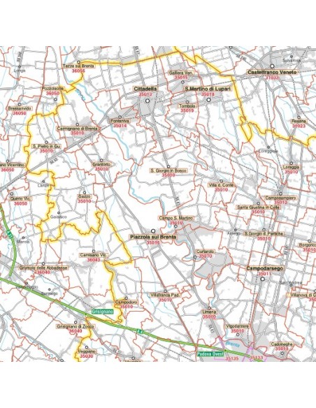 Carta stradale con CAP della provincia di Padova jpg
