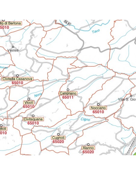 Carta stradale con CAP della provincia di Pescara jpg