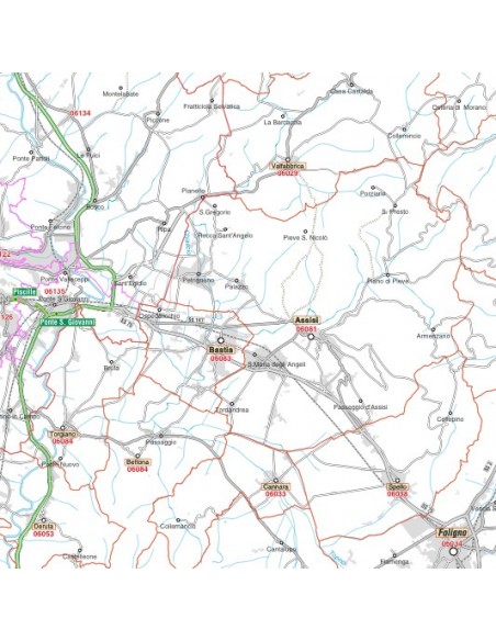 Carta stradale con CAP della provincia di Perugia jpg