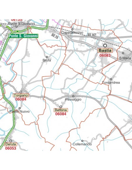 Carta stradale con CAP della provincia di Perugia jpg