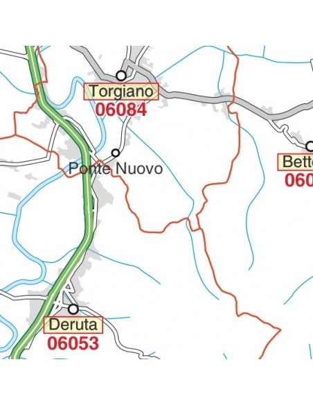 Carta stradale con CAP della provincia di Perugia jpg