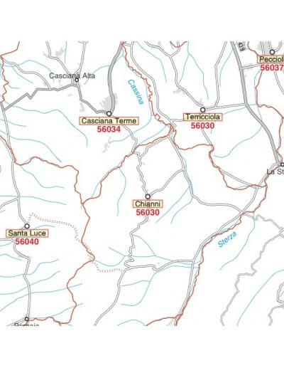 Carta stradale con CAP della provincia di Pisa jpg