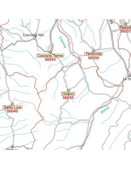 Carta stradale con CAP della provincia di Pisa jpg