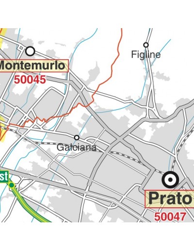 Carta stradale con CAP della provincia di Prato...