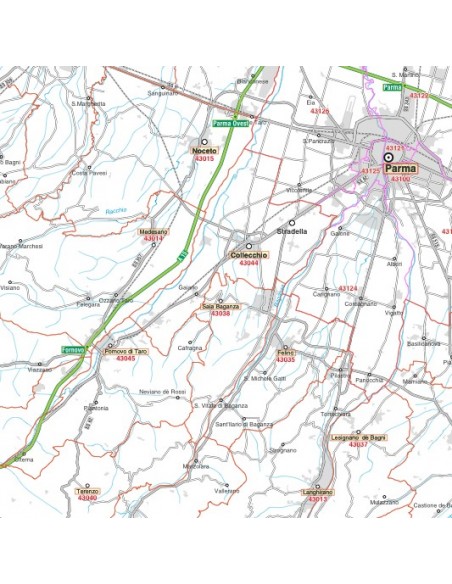 Carta stradale con CAP della provincia di Parma jpg