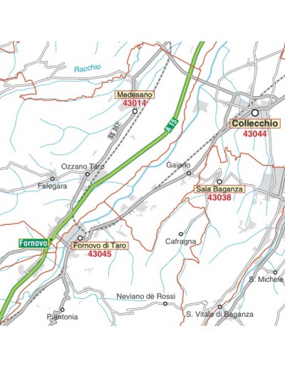 Carta stradale con CAP della provincia di Parma...