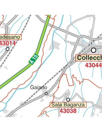 Carta stradale con CAP della provincia di Parma...