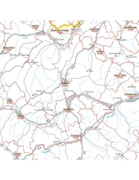 Carta stradale con CAP della provincia di Pesaro Urbino jpg