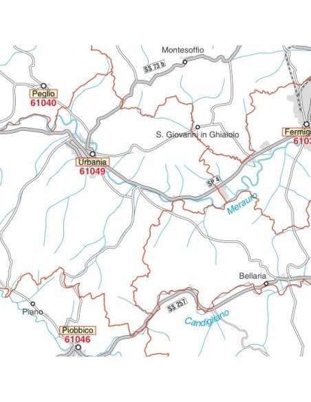Carta stradale con CAP della provincia di Pesaro Urbino jpg