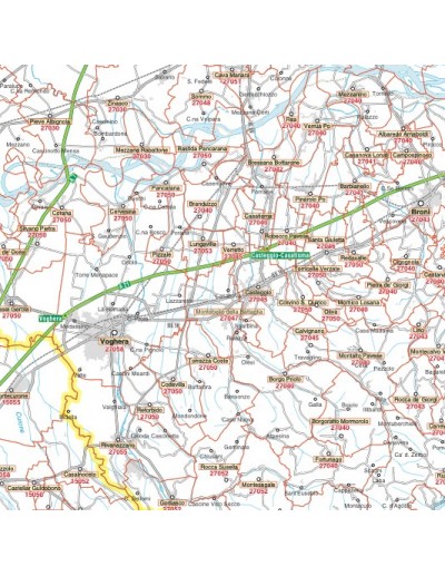 Carta stradale con CAP della provincia di Pavia...