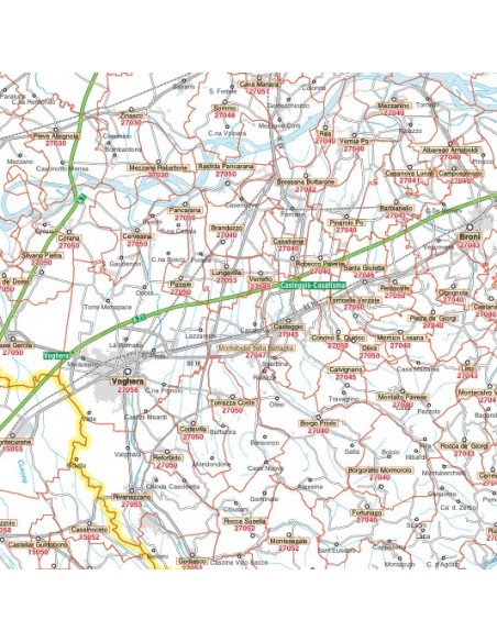 Carta stradale con CAP della provincia di Pavia jpg