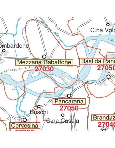 Carta stradale con CAP della provincia di Pavia jpg