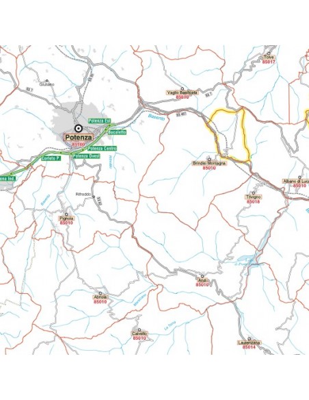 Carta stradale con CAP della provincia di Potenza jpg