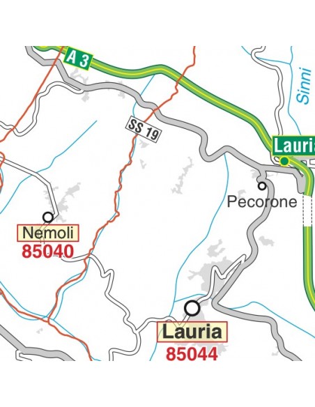 Carta stradale con CAP della provincia di Potenza jpg