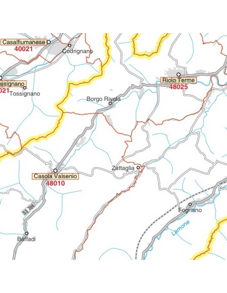 Carta stradale con CAP della provincia di Ravenna jpg