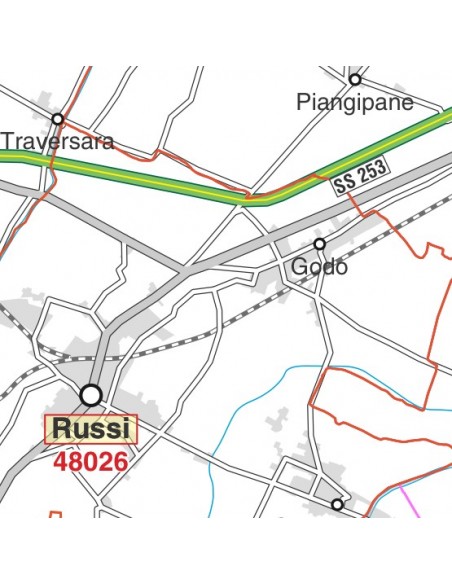 Carta stradale con CAP della provincia di Ravenna jpg