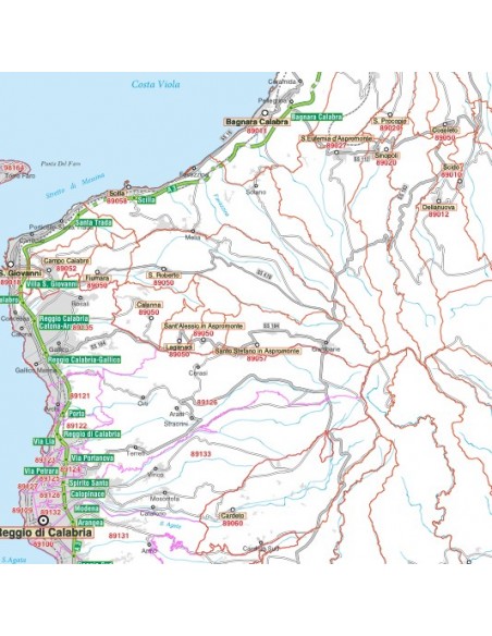 Carta stradale con CAP della provincia di Reggio di Calabria jpg