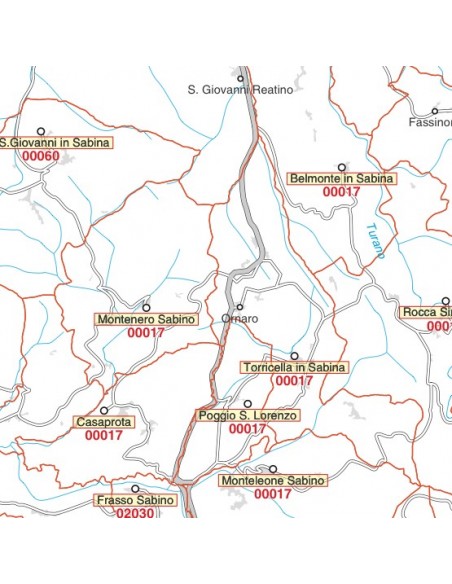 Carta stradale con CAP della provincia di Rieti jpg