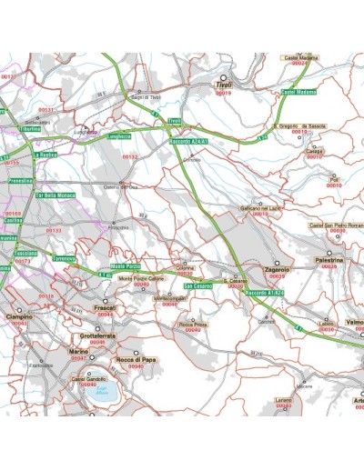 Carta stradale con CAP della provincia di Roma jpg