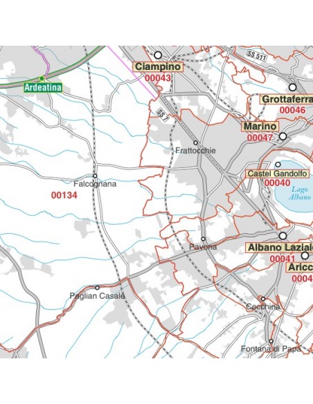 Carta stradale con CAP della provincia di Roma jpg