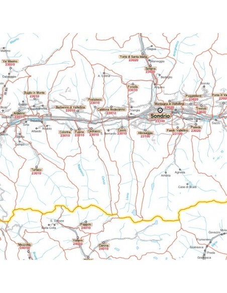 Carta stradale con CAP della provincia di Sondrio jpg