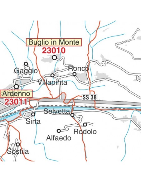 Carta stradale con CAP della provincia di Sondrio jpg