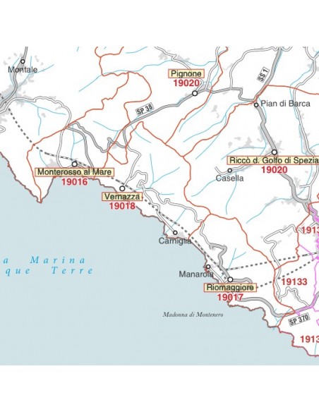 Carta stradale con CAP della provincia di La Spezia jpg