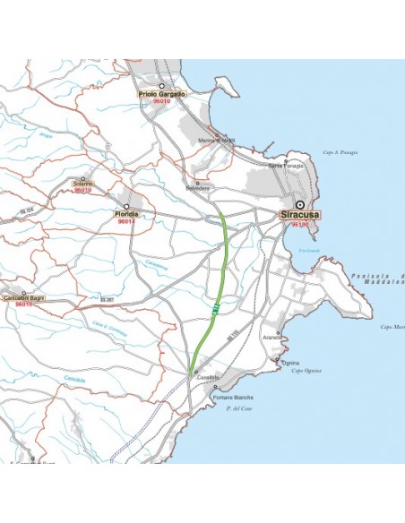 Carta stradale con CAP della provincia di Siracusa jpg