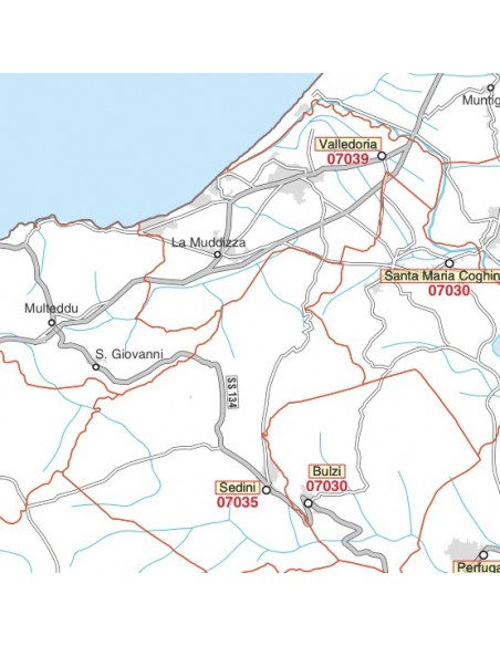 Carta stradale con CAP della provincia di Sassari jpg