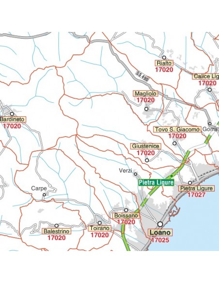 Carta stradale con CAP della provincia di Savona jpg