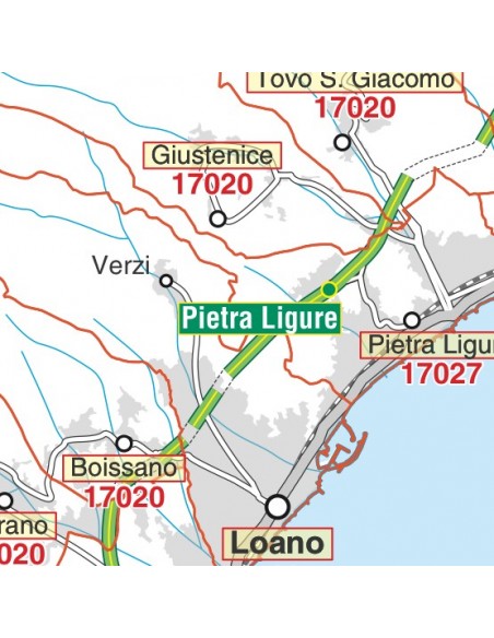 Carta stradale con CAP della provincia di Savona jpg