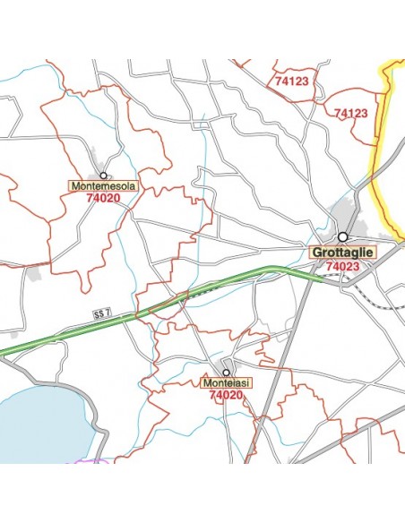 Carta stradale con CAP della provincia di Taranto jpg